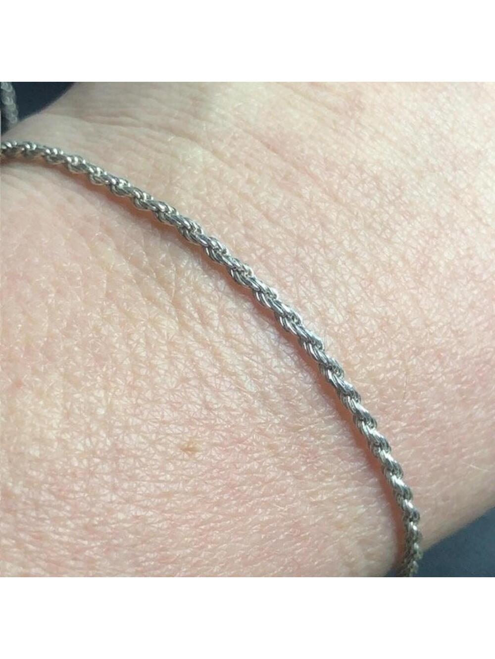 B1423 GLO Sterling Silver Rope Chain Anklet ankle Bracelet  10" 3.4g